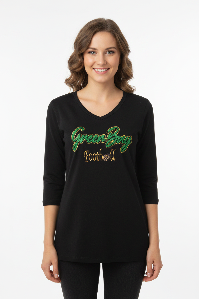Green Bay Football Rhinestone Bling Top