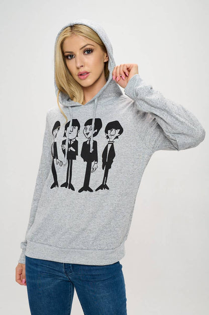 Beatles cartoon hoodie on model