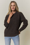Chocolate Brown Heathered Sweater - front view