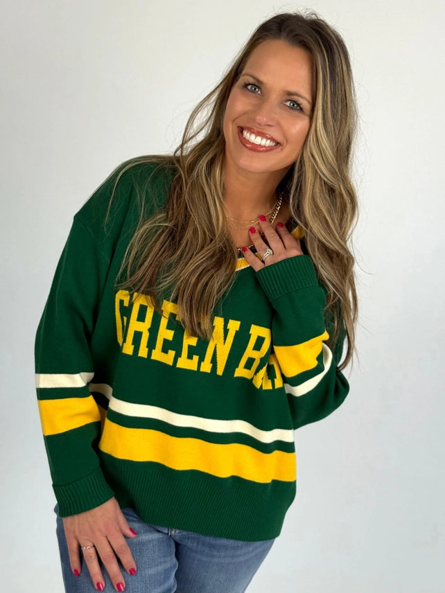 Green Bay sweater in green and gold