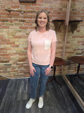 Blush Pink Ribbed Pocket Tee