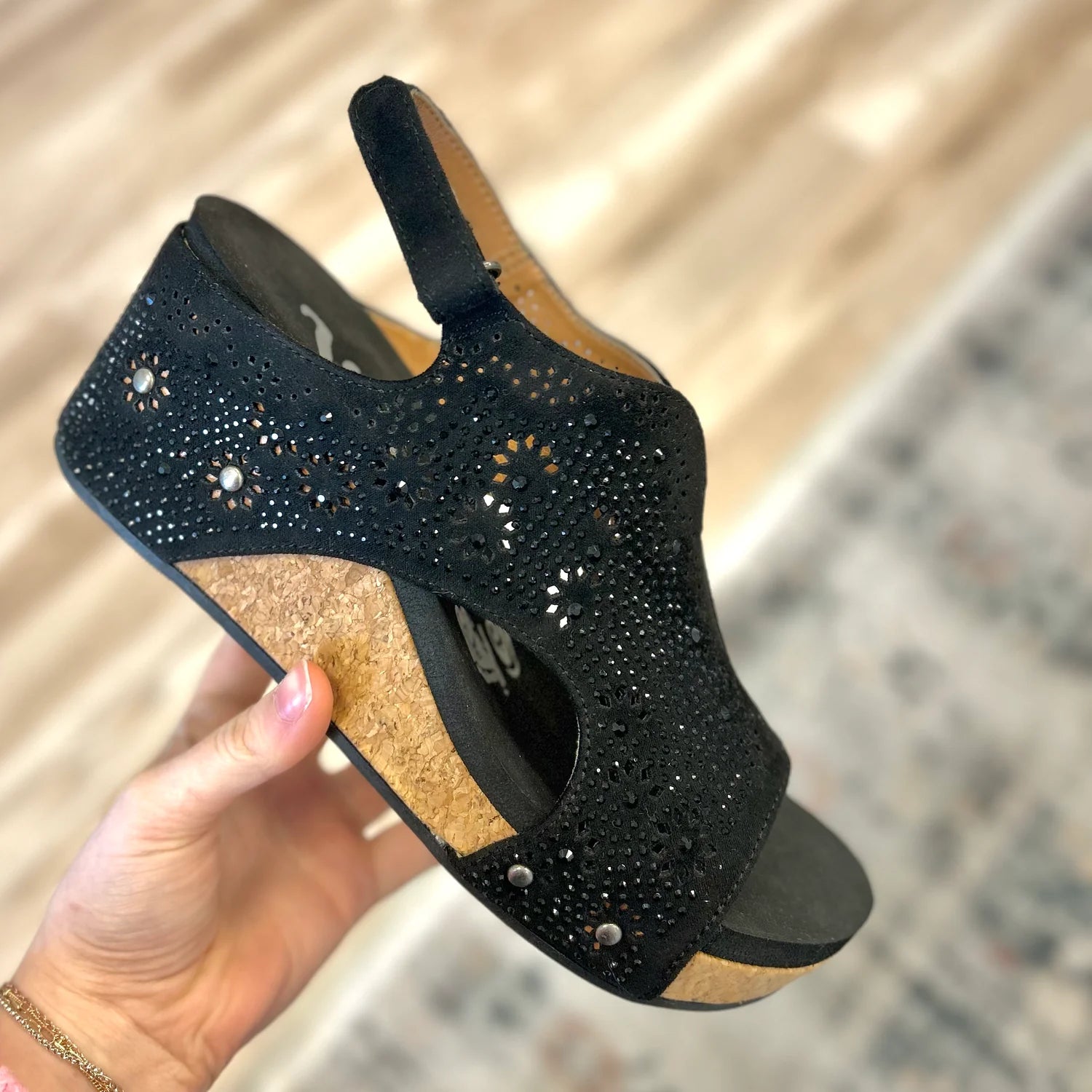 Very G Starry Night Black Wedge Sandal