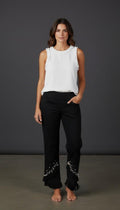 Pull On Black Jeans with Pearl Fringe
