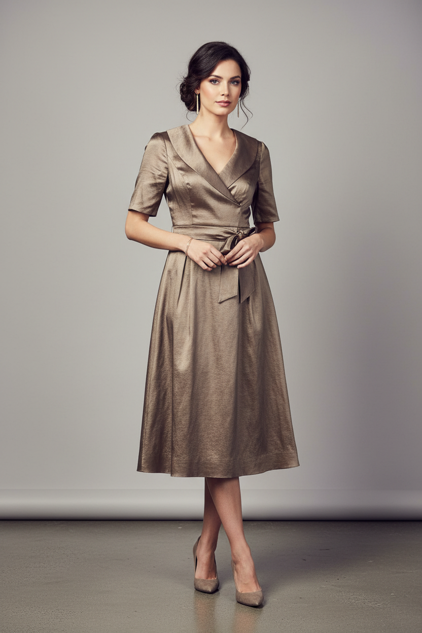 Bronze Formal Gown on Model