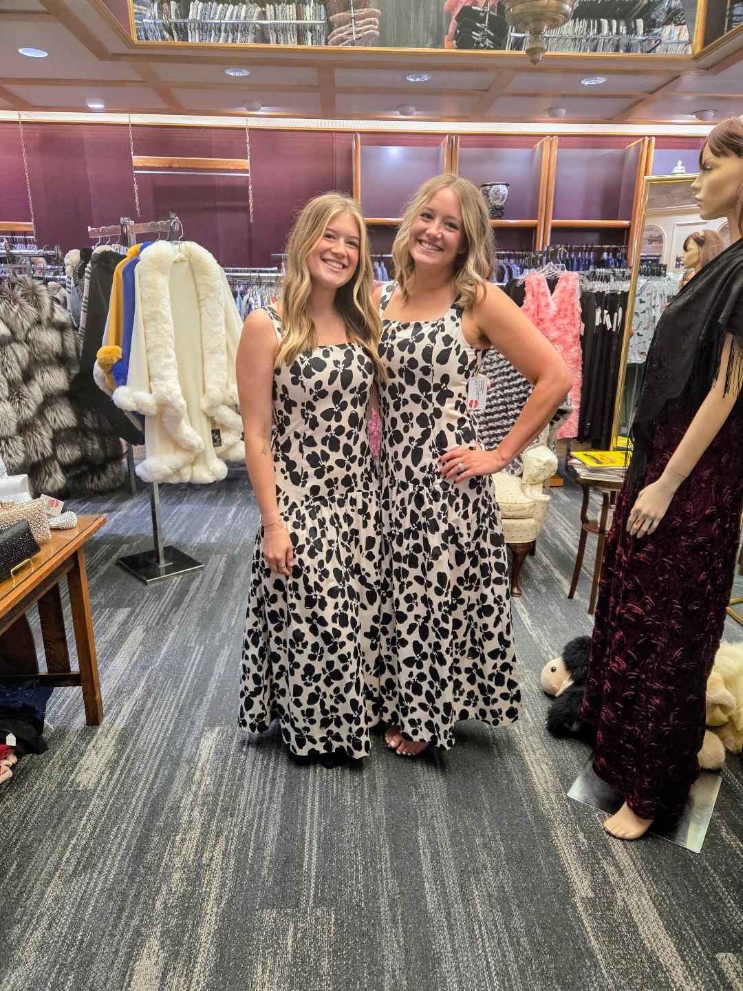 Black & White Floral Print Maxi Dress