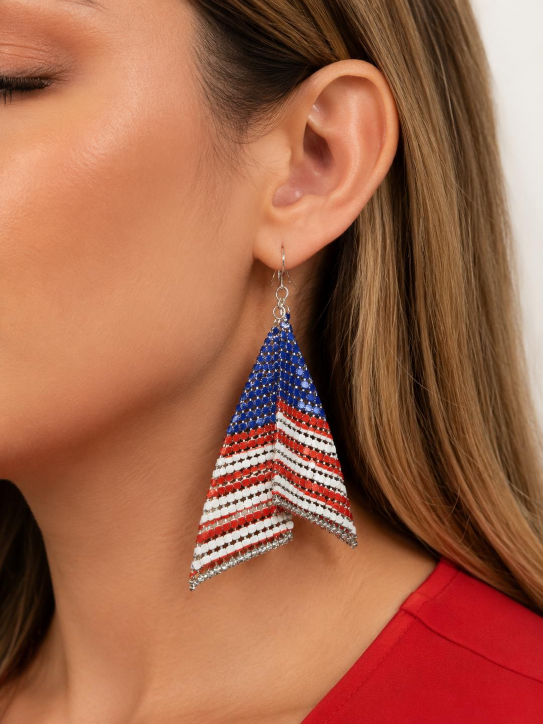 American Flag Mesh Drop Earrings