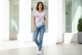 Flamingo Tee on Model with Jeans