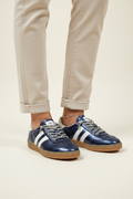 Metallic Navy Sneakers on Model