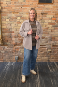 Taupe shacket on model