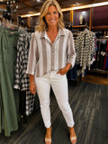 Striped Linen-Blend Button-Down Shirt