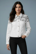 Venetian Print Jacket - Front, Black Pants